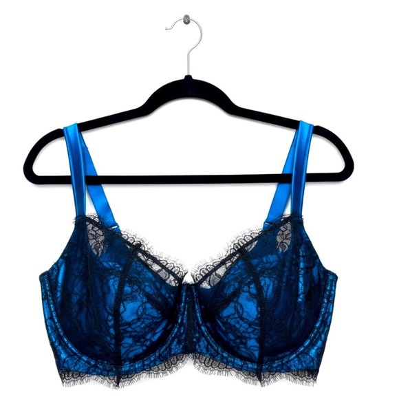 Cacique Full Figure Blue and Black Lace Bra - Picture 7 of 7